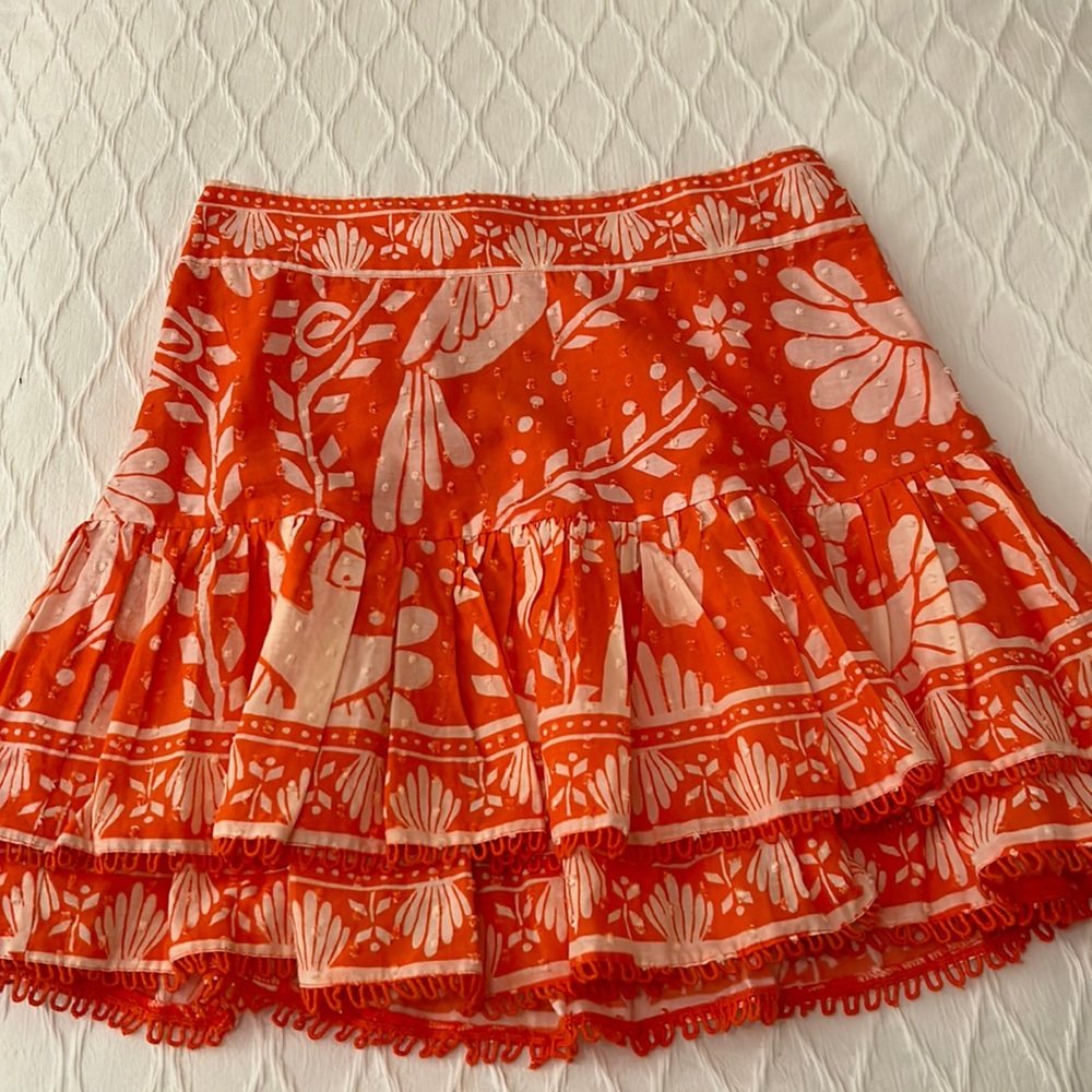 Farm Rio Orange Jungle Mini Skirt Size Small